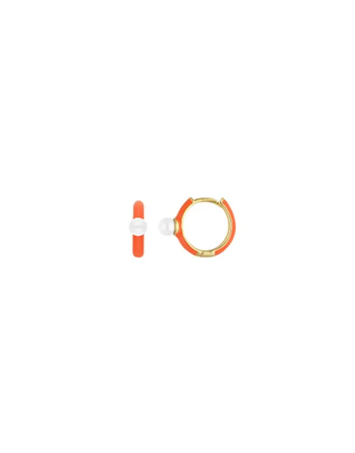 Cheap Majorica Mini 4 Mm Color Pop Pearl Orange Hoop Earrings