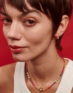 Cheap Majorica Mini 4 Mm Color Pop Pearl Orange Hoop Earrings