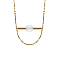Fashion Majorica Minimalist Lagom Necklace In Steel And White Pearl