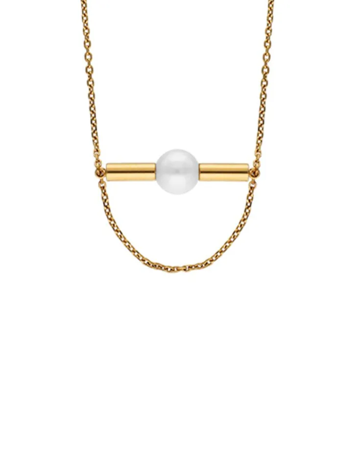 Fashion Majorica Minimalist Lagom Necklace In Steel And White Pearl