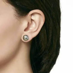 Shop Majorica 12Mm Grey Mabe Pearl Earrings In Silver