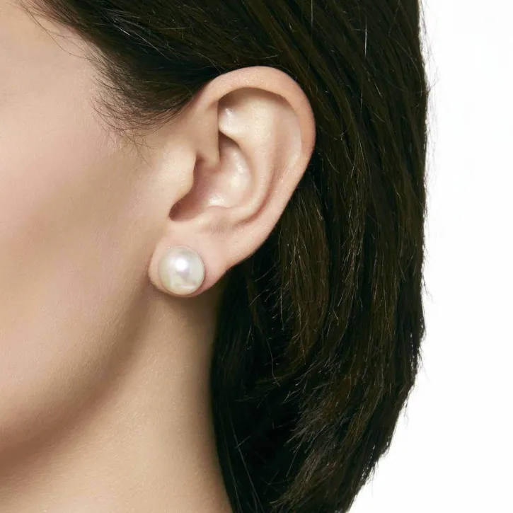 Clearance Majorica 12Mm White Mabe Pearl Earrings In Silver