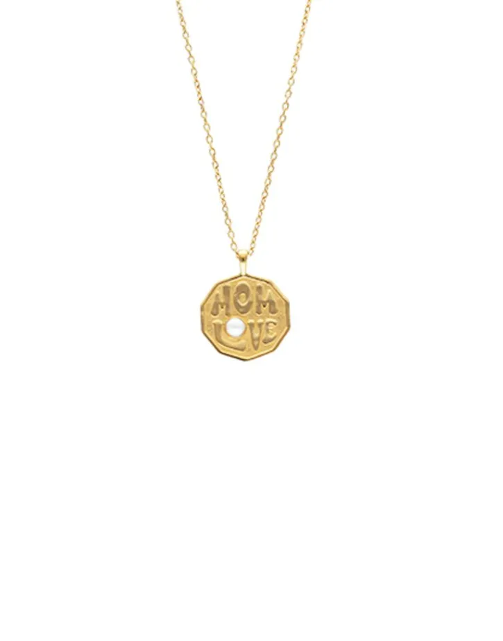 Sale Majorica Mom Love Necklace With Gold Pendant