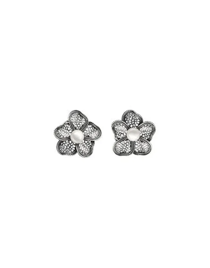 Fashion Majorica Pearl Filigree Flower Earrings Peregrina