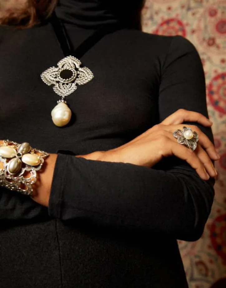Cheap Majorica Pearl Ring Peregrina With Filigree Flower