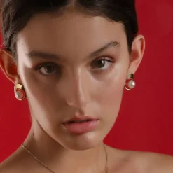 Online Majorica Petra Earrings In Gold Steel