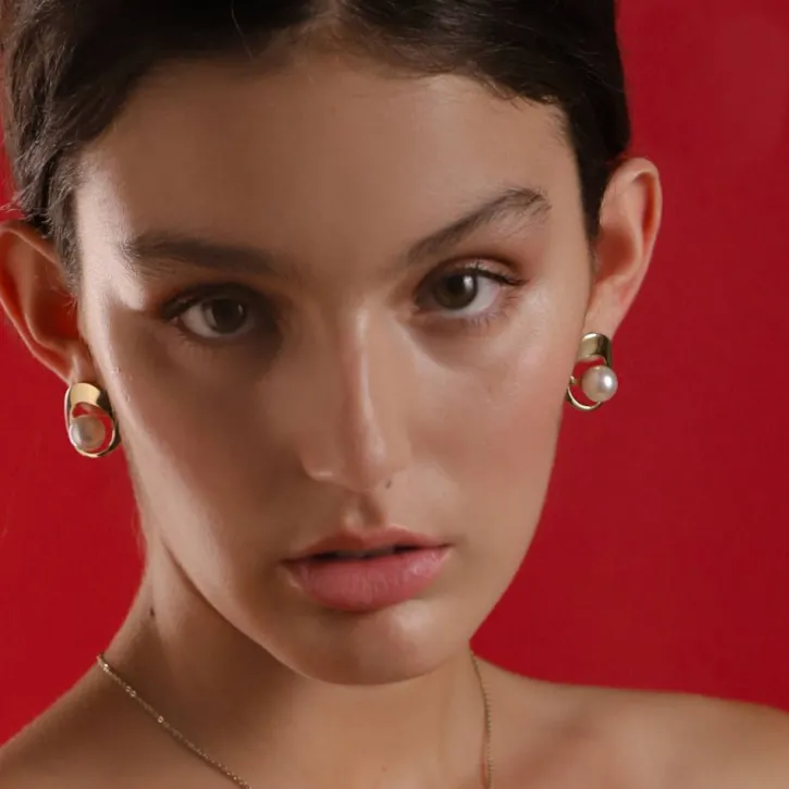 Online Majorica Petra Earrings In Gold Steel