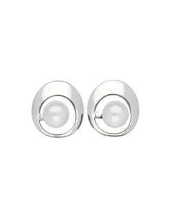 Online Majorica Petra Earrings In Steel With A White Pearl