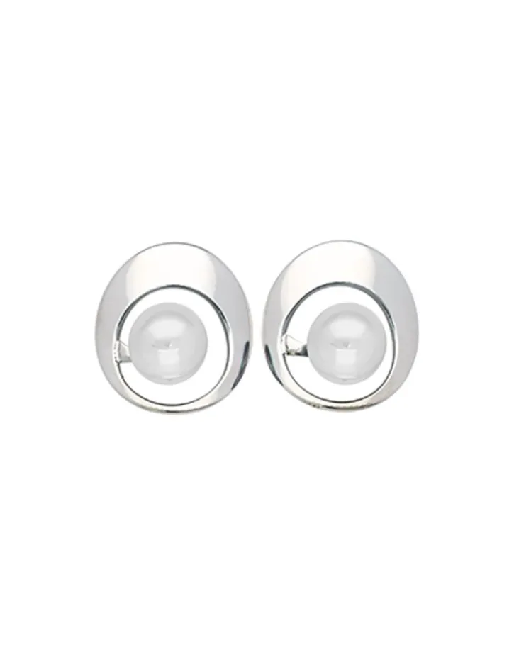 Online Majorica Petra Earrings In Steel With A White Pearl