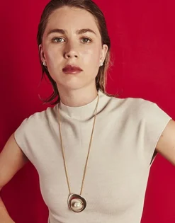 Best Majorica Petra Gold Steel Necklace With Xl Pendant