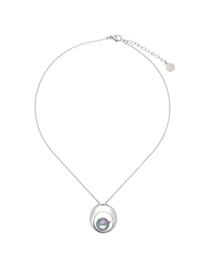 Outlet Majorica Petra Pendant With Grey Pearl And Steel Chain