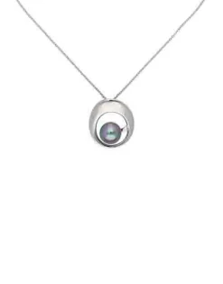 Outlet Majorica Petra Pendant With Grey Pearl And Steel Chain