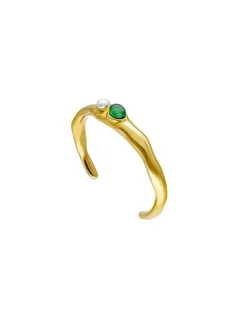 Flash Sale Majorica Rigid Feme Narrow Bracelet With Pearls And Green Agates