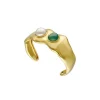 Shop Majorica Rigid Feme Wide Bracelet With Pearls And Green Agates