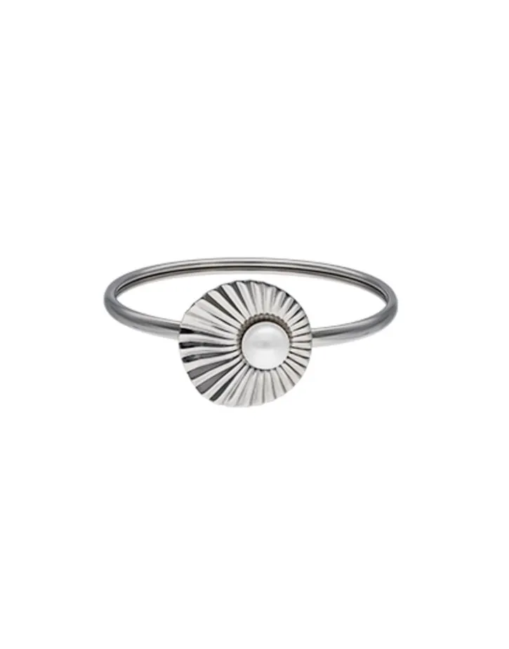 Clearance Majorica Rigid Le Palm Steel Bracelet With A White Pearl