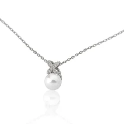 Shop Majorica Romance Necklace With A Round Pearl And Cubic Zirconias