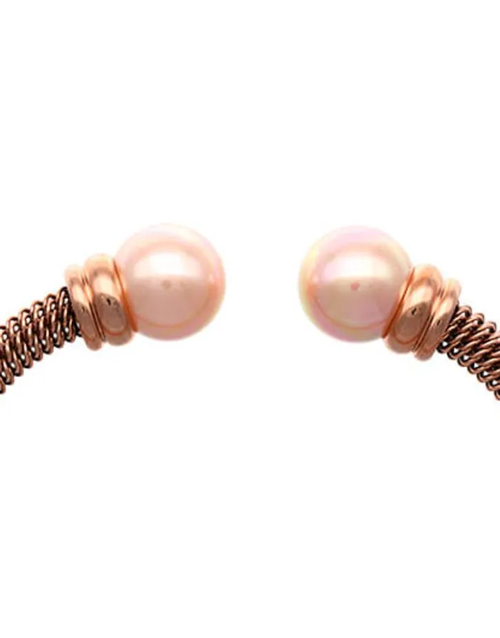 Best Sale Majorica Rose Gold Plated Bracelet Tender Salmon Pearl