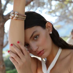 Best Sale Majorica Rose Gold Plated Bracelet Tender Salmon Pearl