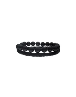 Hot Majorica Sailor Bracelet In Steel, Leather And Black Pearl 21Cm