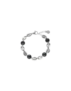 Store Majorica Sailor Chain Bracelet In Steel And Black Pearls