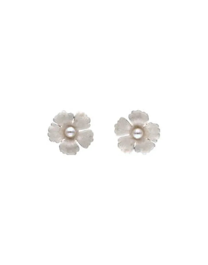 Cheap Majorica Santorini Bianco Bridal Earrings Large Nacre Flower With Pearls
