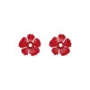 Cheap Majorica Santorini Large Flower Red Earrings In Silver
