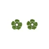 Flash Sale Majorica Santorini Small Flower Olive Green Earrings In Silver
