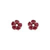 Outlet Majorica Santorini Small Flower Red Earrings In Silver