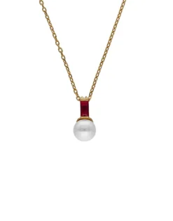 Outlet Majorica Selene Gold-Plated Necklace With Pearl And Ruby Red Zirconia