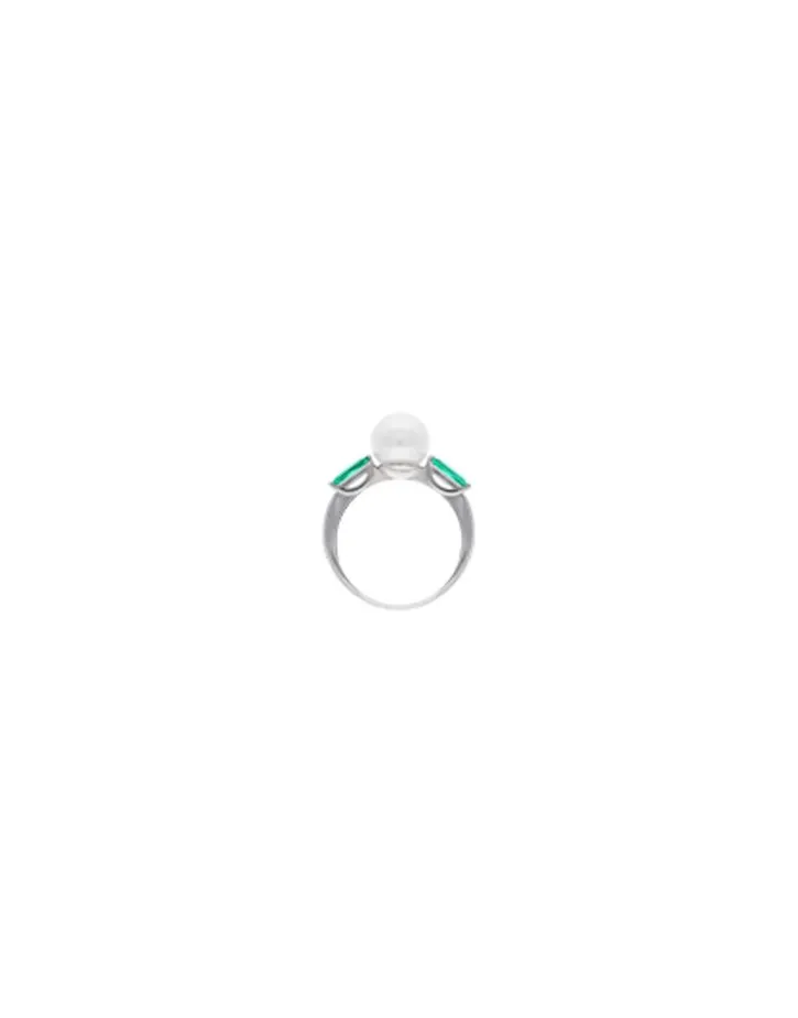 Best Majorica Selene Silver Ring With Pearl And Emerald Green Zirconia