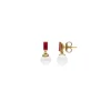 Discount Majorica Selene You&Me Gold-Plated Earrings With Pearl And Ruby Red Zirconia