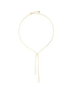 New Majorica Short Elixa Necklace With White Pear Drop Pearl