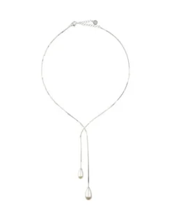 Cheap Majorica Short Elixa Silver Necklace With White Pear Drop Pearl