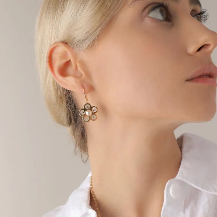 Best Majorica Short Roxana Earrings With A Hook And Mother-Of-Pearl