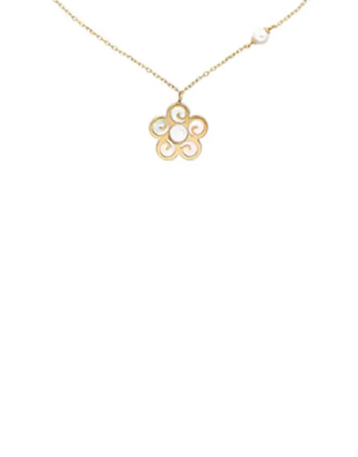 Fashion Majorica Short Roxana Necklace With A Mother-Of-Pearl Flower Charm