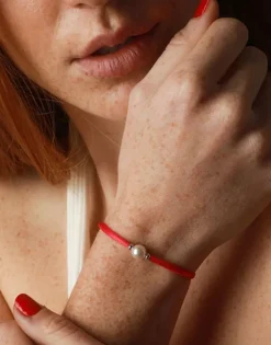 Flash Sale Majorica Sifnos Elastic Bracelet In Red With Pearl