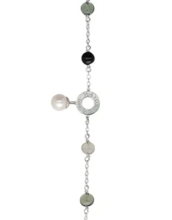 Cheap Majorica Silver Algaida Bracelet With Round Pearl And Black Murano Glass