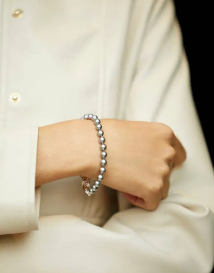 Flash Sale Majorica Silver Bracelet Lyra With 6Mm Gray Pearls