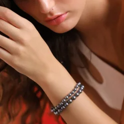Best Sale Majorica Silver Bracelet Lyra With 8Mm Gray Pearls