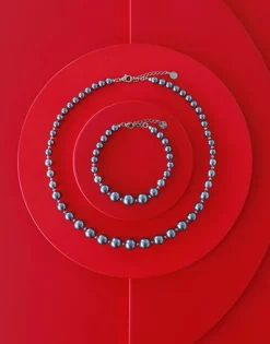 Fashion Majorica Silver Bracelet Lyra With 6/10Mm Gray Pearls