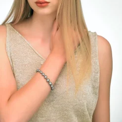 Fashion Majorica Silver Bracelet Lyra With 6/10Mm Gray Pearls