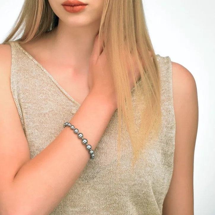 Fashion Majorica Silver Bracelet Lyra With 6/10Mm Gray Pearls