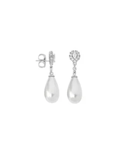 Best Majorica Silver Earrings Afrodita With White Pearl And Zircons