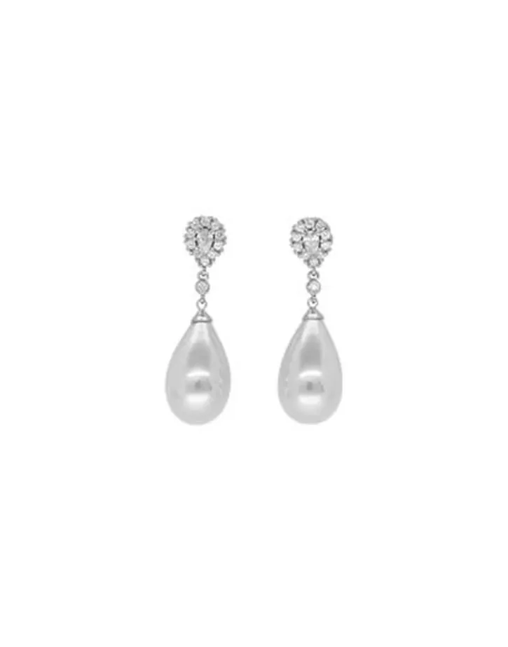 Best Majorica Silver Earrings Afrodita With White Pearl And Zircons