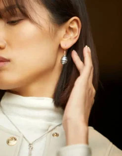 Shop Majorica Silver Earrings Agora With 12Mm Gray White Pearl