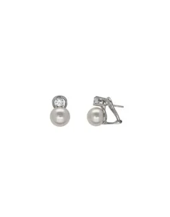 Discount Majorica Silver Earrings Selene With 10Mm White Pearls And Zircons