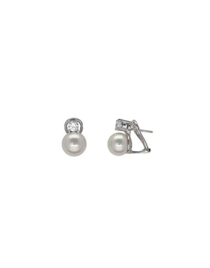 Discount Majorica Silver Earrings Selene With 10Mm White Pearls And Zircons