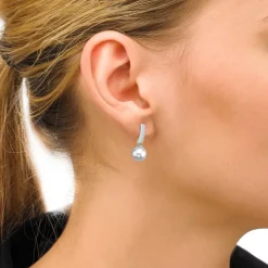 Clearance Majorica Silver Espiga Earrings With 8Mm Round White Pearl