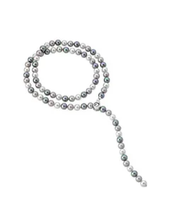 Clearance Majorica Silver Necklace Lyra 10Mm 90Cm White, Gray And Nuage