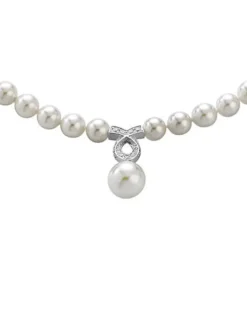 Store Majorica Silver Pearl Necklace Lilit With Zircons 8Mm 43Cm